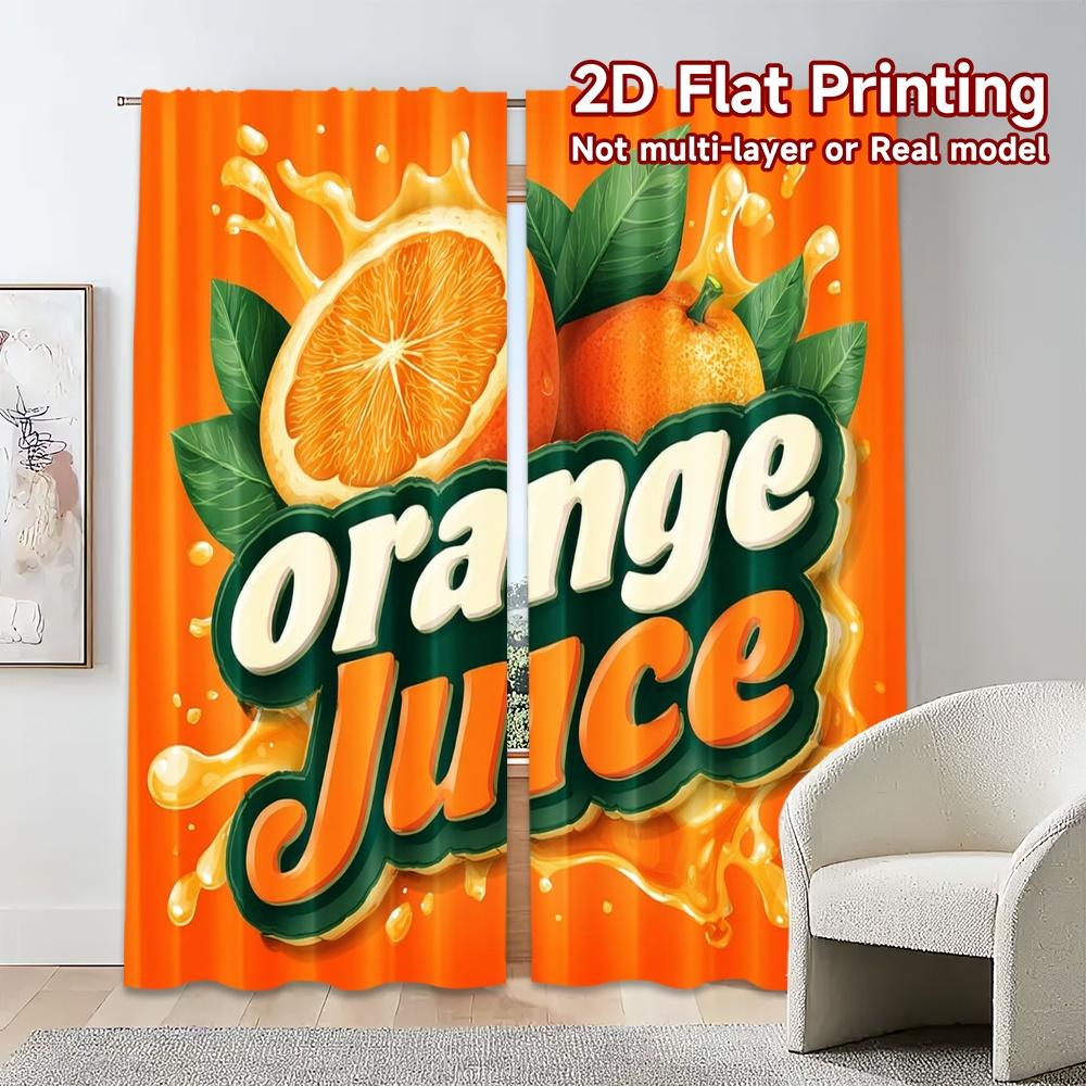 2pcs, 2D FLAT PRINTING Curtains (Without Rod) Citrus Delight(1) Modern Curtains Digital Printed Durable Polyester Curtains Room