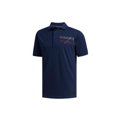 Moisture-Wicking Polo Shirt With Buttoned Collar And Letter Print Men Polo Shirts Dark-Blue FJ4319