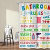 Funny Teen Boy Girl Shower Curtain Set for College Dorm Bathroom, Cute Colorful Bathroom Rules Fabric Shower