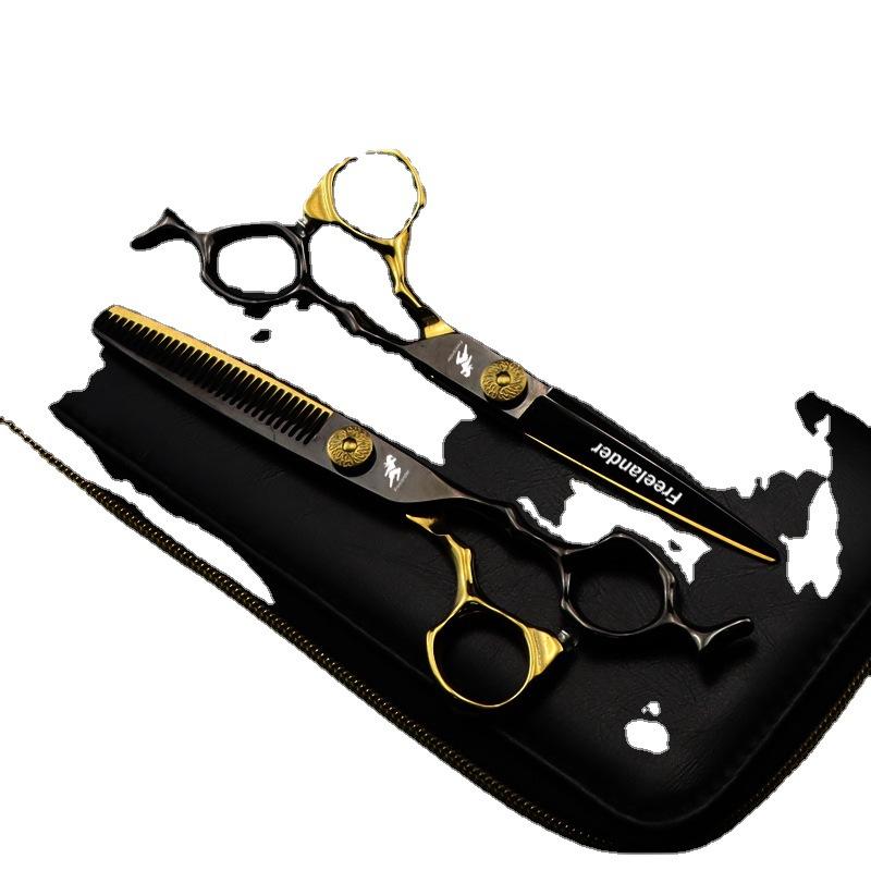 Black And Gold High-End, Freelander Bench Handle, Hair Scissors, Haircut, Flat Scissors, Bangs, Tooth Scissors, Thin Scissors