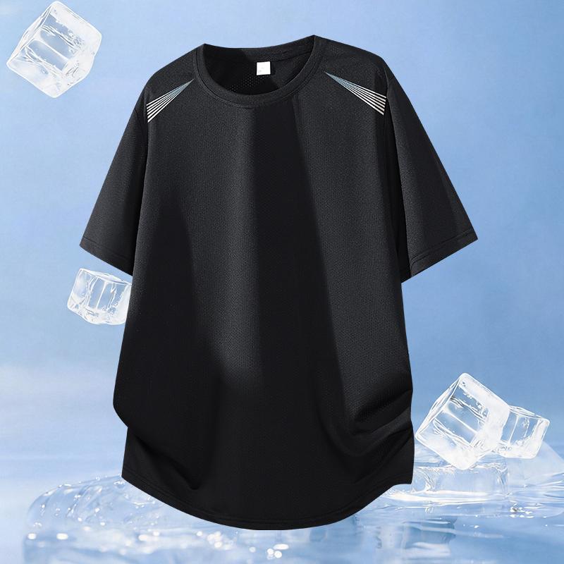 Sommer Lässiges Einfarbiges Kurzarm-T-Shirt Für Herren, Eisseiden-T-Shirt