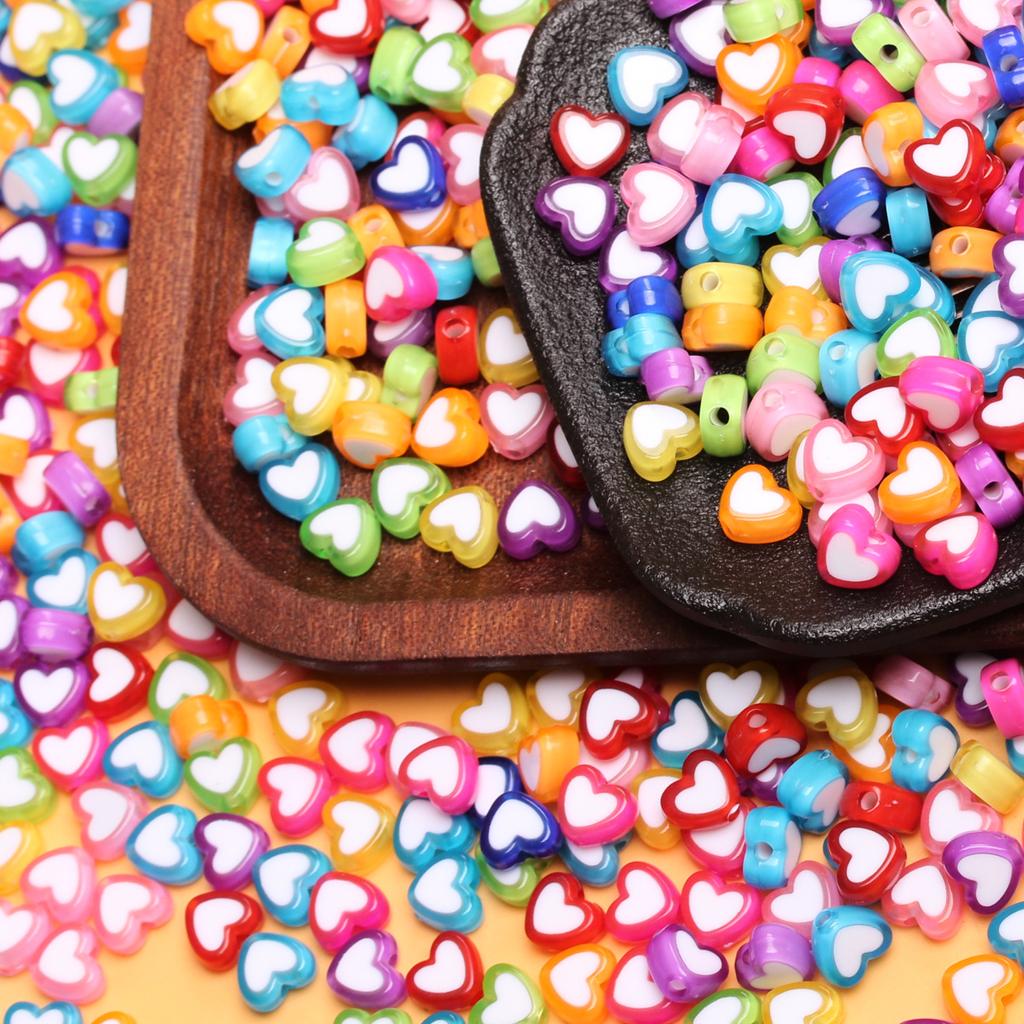 500g/pack Jewellery Making 4*8mm Heart Loose Beads Acrylic Pendant Fashion DIY Accessories Necklace Bracelet Handing Craft Earring Keychain