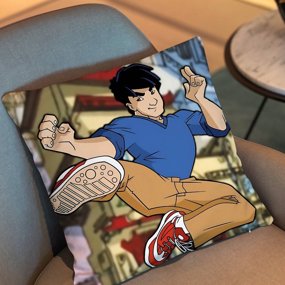 Cool Jade Jackie Chan Adventures Pillow Case Anti-Dustmite Pillowcase Invisible Zipper Silky Short Plush Sofa Cushion Cover