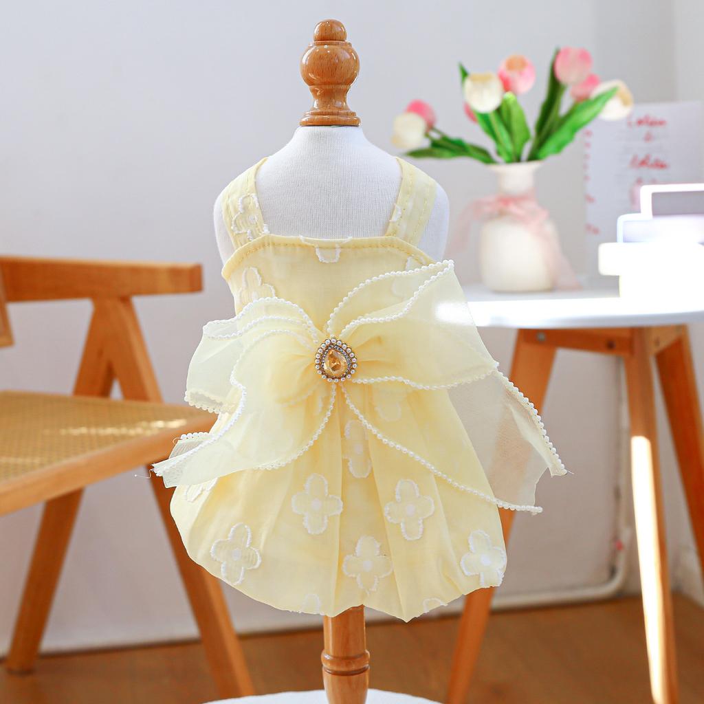 Pet Circle Cute Pet Dog Dog Clothes Flowering Yellow Diamond Skirt