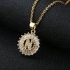 Shein Copper Zircon Round Alphabet Pendant Necklace