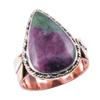 Ruby In Zoisite Handmade Lab-Created 925 Sterling Silver Two Tone Ring S.10 N8M29