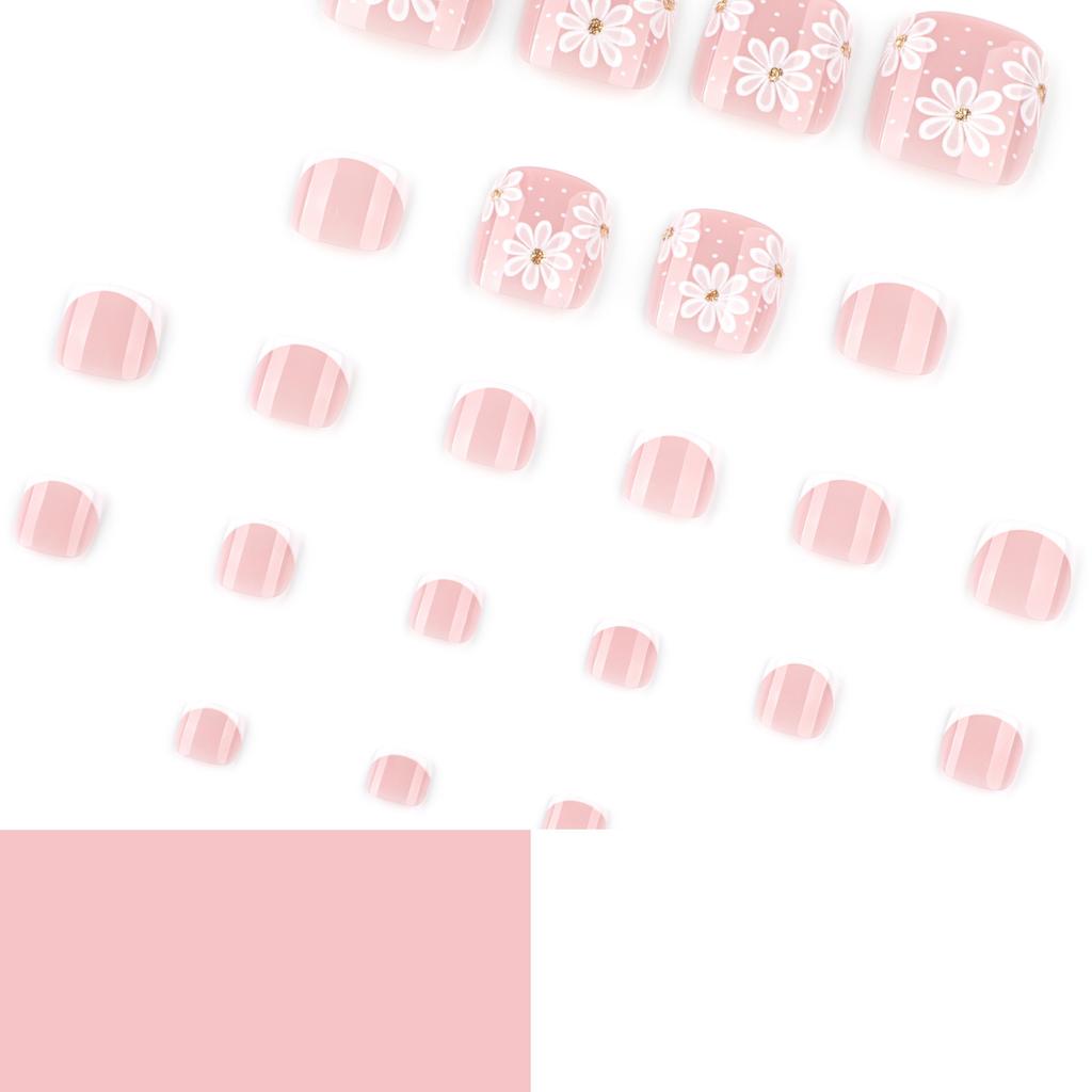 Piccole fresche fette per unghie dei piedi stile Ins Fiore bianco semplice Fette per unghie dei piedi Fiore bianco caldo Fette per unghie dei piedi francesi più vendute