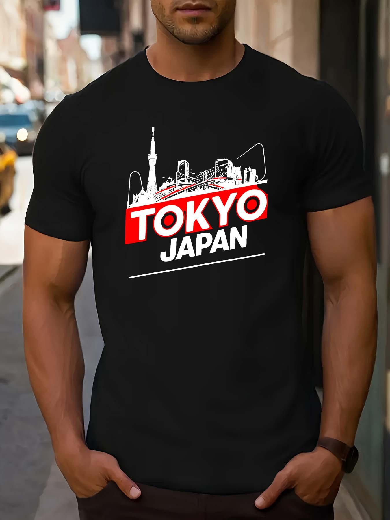 

Tokyo Japan Graphic T-shirt Casual Crew Neck Short Sleeve Polyester Knit Top with Slight Stretch - Regular Fit Patterned Shirt XXXL
