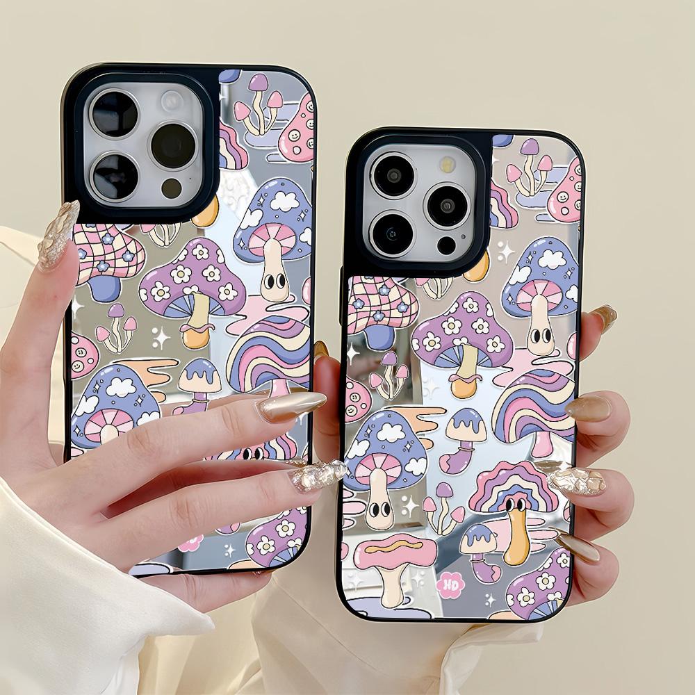 Mirror Phone Case for iPhone 15 11 13 14 for 15 16 Pro Max 12 13 16 Pro Cloud Flower and Animal Cute Style Phone Case