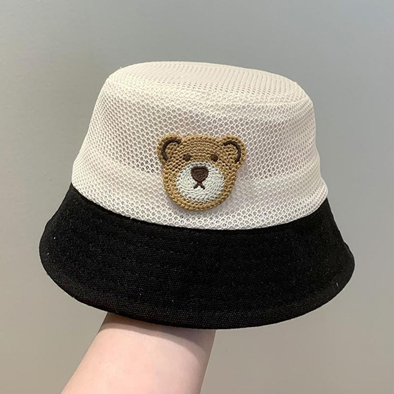 Baby Summer Fisherman Hat Cute Bear Toddler Children Mesh Breathable Sun Hat Outdoor Beach Boys Girls Panama Fisherman Hat