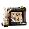Queen-b Perpetual Calendar, Rabbit Block Cube, Wooden, Desktop, Stylish, HomeOffice Desk, Cute Interior Calendar Ornament, Simple Design, Natural