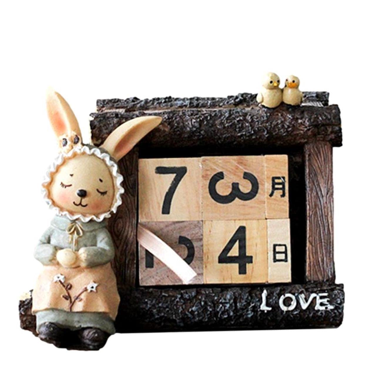 

Queen-b Perpetual Calendar, Rabbit Block Cube, Wooden, Desktop, Stylish, HomeOffice Desk, Cute Interior Calendar Ornament, Simple Design, Natural