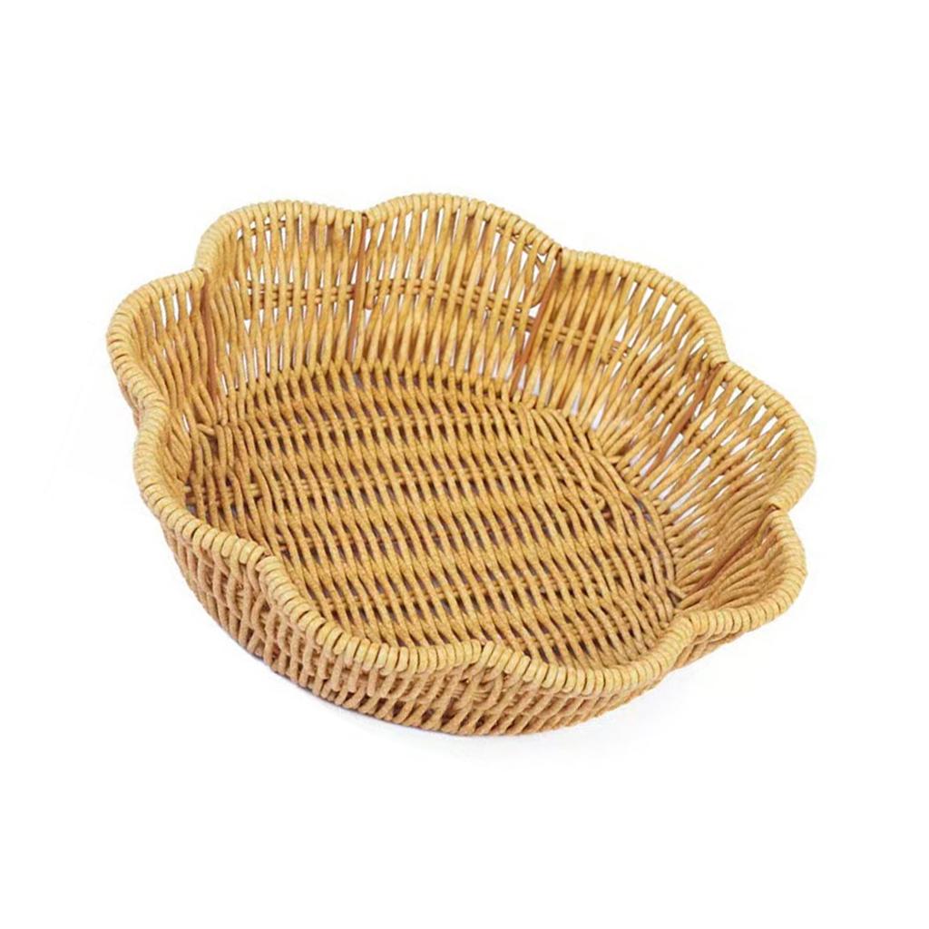 Imitation Wicker Bread Basket Elegant Flower Shape Serving Trays for Display Storage In Kitchen or Market