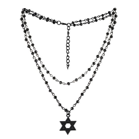 Gotisk Halskjede Kvinner Halloween Halskjede Svart Måne Anheng med Flerlags Metallkjeder Perler Flaggermus Choker Halskjede for Cosplay Kostymefest