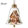 Christmas Gift for Family Friends 3D Bell Ornament, Winter Scene Clear Decoration with Santa Snowman Reindeer Decorative Spheres Angel Tree