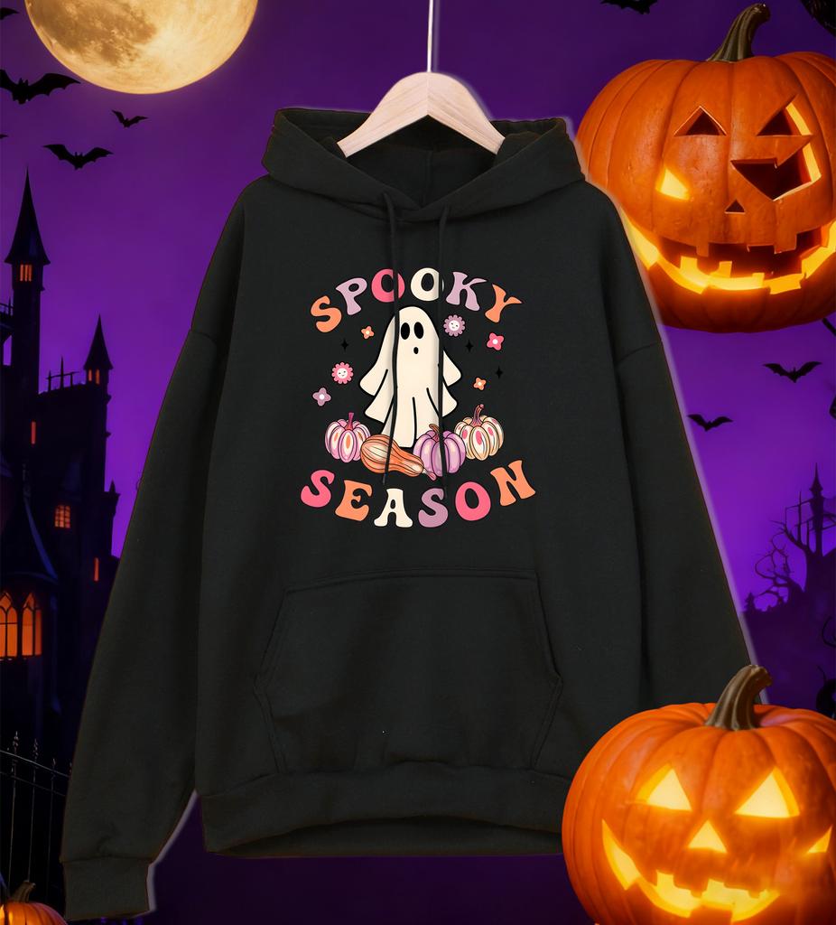 Colorful Pumpkin Lantern Spooky Season Printing Men Hoodie Loose Hoody Autumn Fleece Hoodies Pocket All-Match Man Sportswear