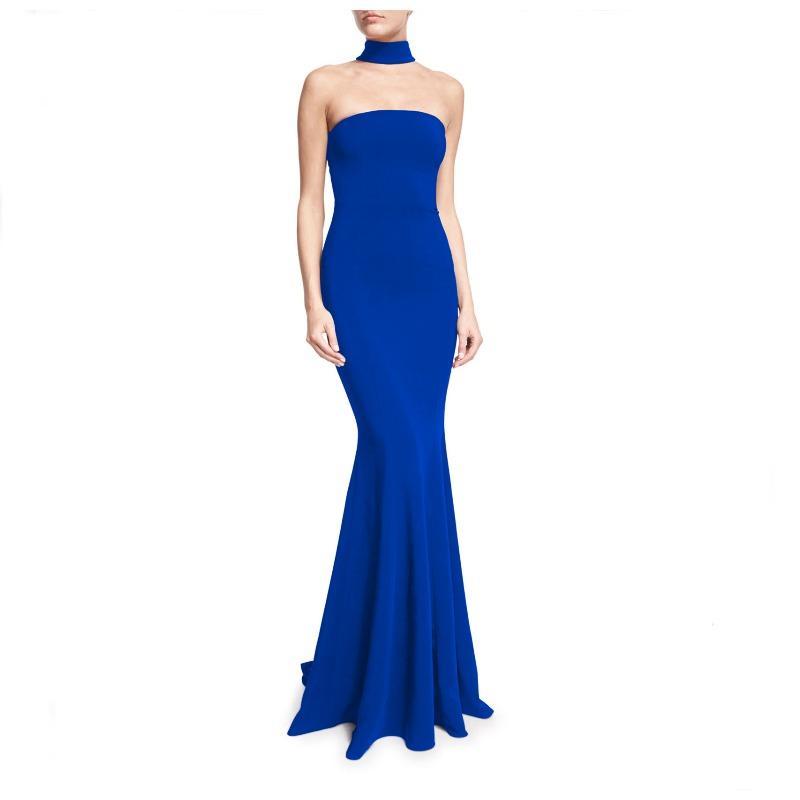 

New dress long dress, dress, fashionable fishtail neck evening dress XL синій