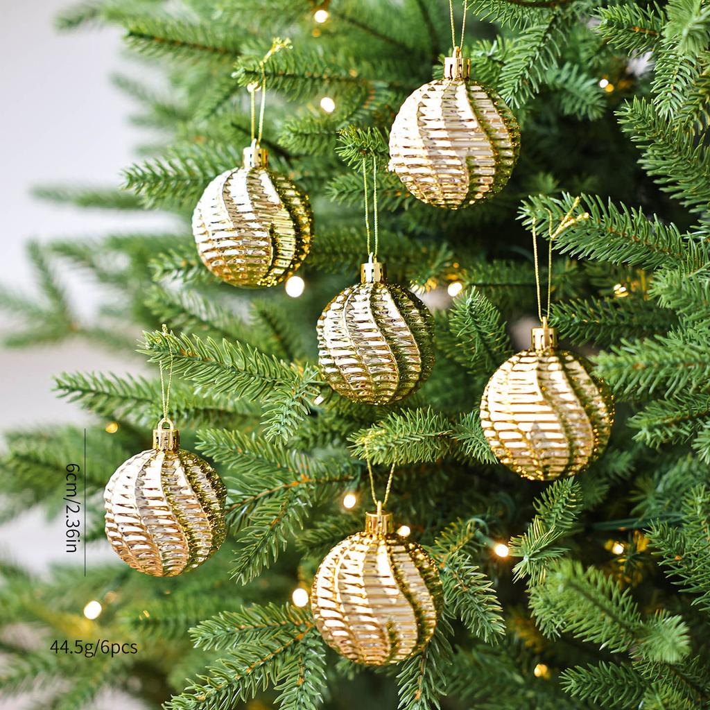 Weihnachtskugel-Ornament-Set 6CM Transparent Galvanisierte Oberfläche Hängende Dekoration Hergestellt aus Langlebigem Kunststoff für Festlichen Gebrauch