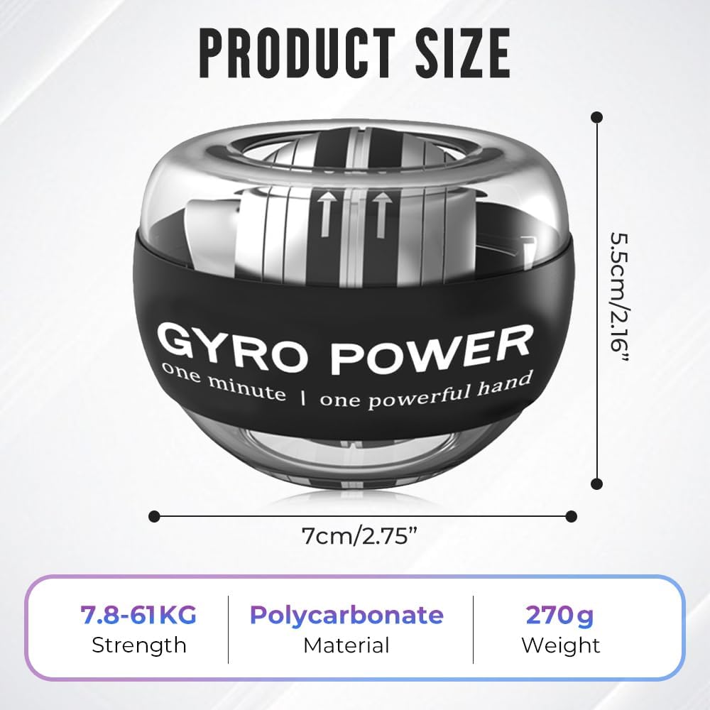 Samostartująca Piłka Treningowa na Nadgarstek Wzmacniacz Nadgarstka i Ćwiczący Przedramię dla Silniejszych Ramion, Palców, Kości i Mięśni, Kolorowe Oświetlenie