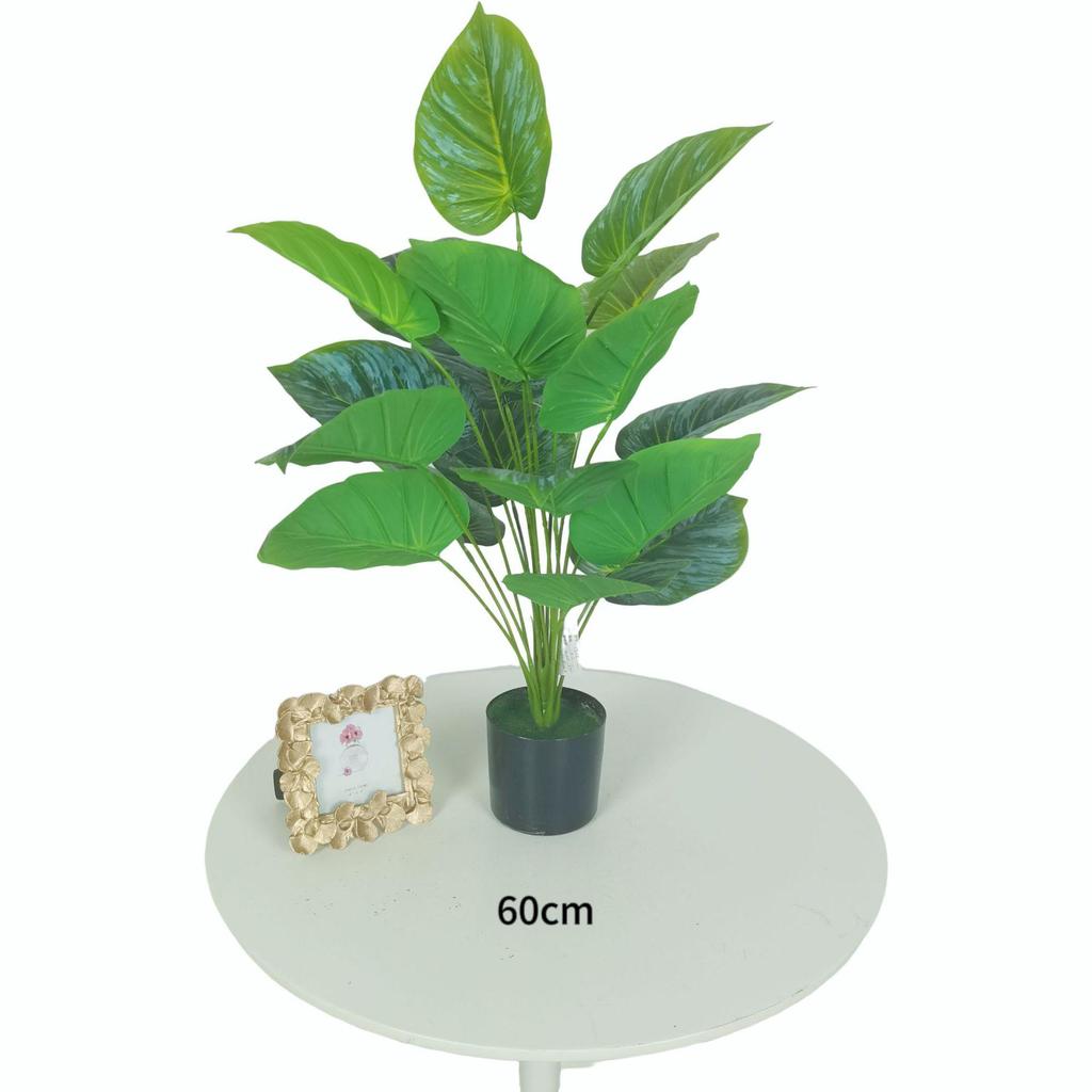 Large Nordic Fake Green Plant Ornament - Potted Green Apple Prayer Plant with Hanging Bell for Floor Decoration