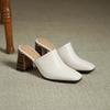 Krazing Pot Mules Cow Skin Basic Clothing Spring Summer Size 43 Size 42 Sandals Women Thick Heels Women Square Toe Slip On Pumps