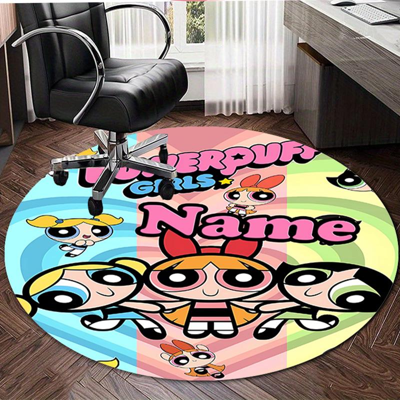 Customizable The Powerpuff Girls8 Round Non-Slip Carpet - Ideal for Garden, Picnic, Office, Perfect for Decoration, Suitable For All Seasons