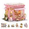 CUTEROOM Dollhouse for Beginners: Wooden Miniature Pink Flower Shop (DIY Toy - Includes Miniature Wooden Furniture and Decorations) - Perfect Gift