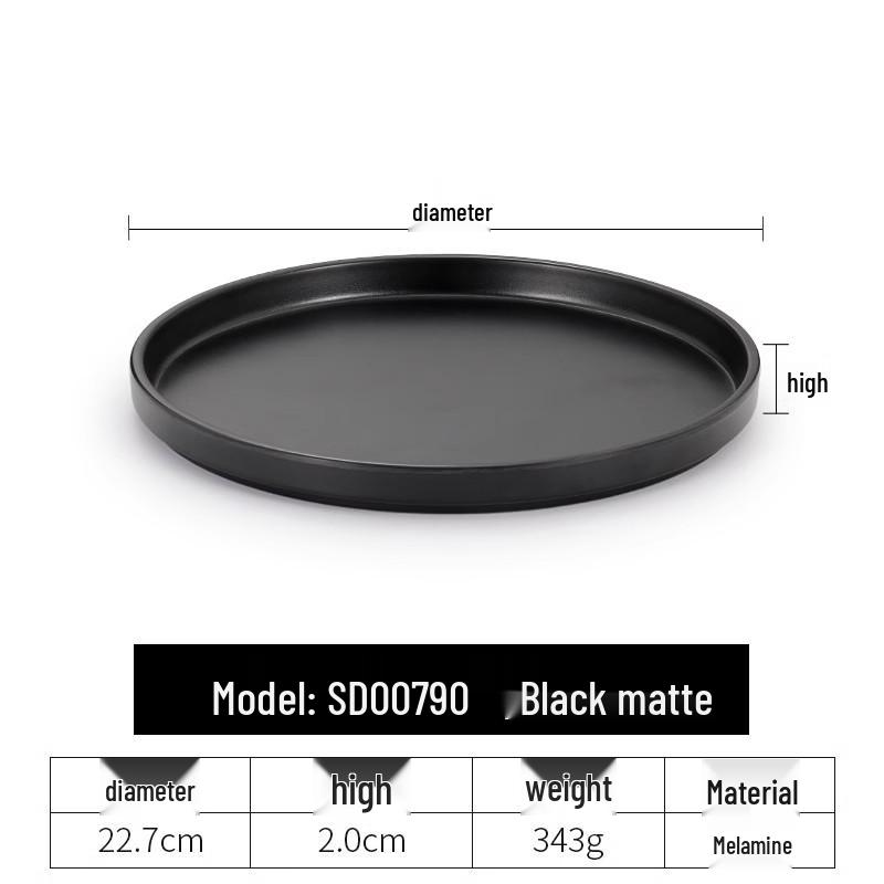 Black Melamine Japanese Sushi Tray - Long Shallow Plate for BBQ & Food Arrangement