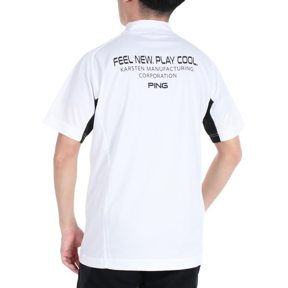 Ping Apparel Men's Short Sleeve High Neck Shirt (Logo Print, Moisture Wicking, Quick Drying) / Golf Undershirt / 621-3168301 030_White, Size S