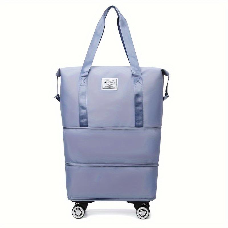 [Foldable Travel Bag] 3-Layer Extra-Large Foldable Travel Bag with Wheels | Nylon Luggage for Daily Commute & Moving