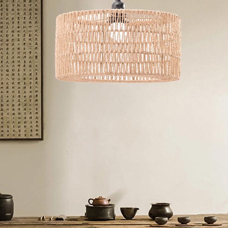 Woven Paper Rope Pendant Lampshade – Natural Bulb Guard & Chandelier Shade for Restaurant, Teahouse & Living Room Lighting Decor