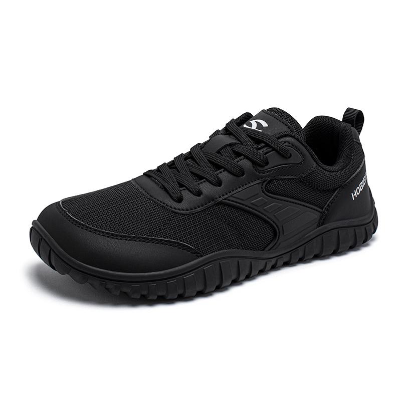Hobibear Minimalist Wide Toe Shoes Mens Womens Artificial Leather Running Sneakers Lace Up Lightweight Breathable Walking Shoes