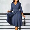 2025 Summer Women's Solid Color V-Neck Slimming Dress: Elegant and Fashionable