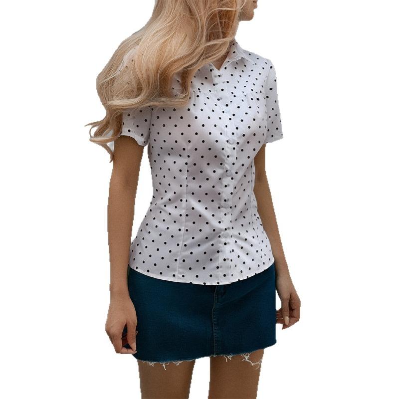 Hot Girl Versatile Button Short Sleeve Shirt Top Women's Spring Summer Independent Station