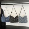 Simple casual commuting large-capacity bag women's new imitation denim tote bag versatile niche trendy armpit bag