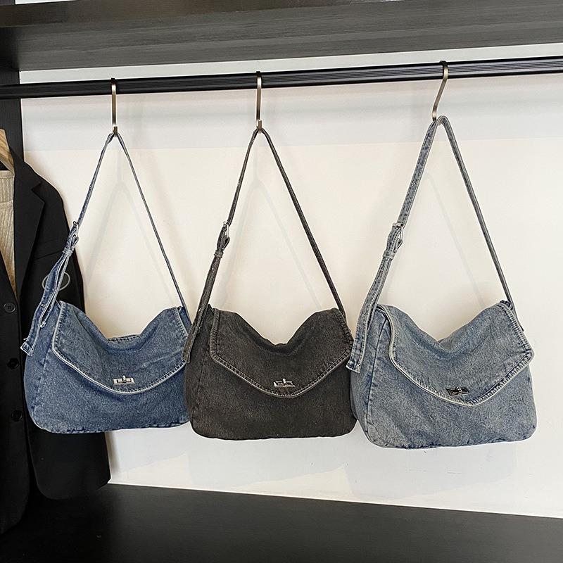 Simple casual commuting large-capacity bag women's new imitation denim tote bag versatile niche trendy armpit bag
