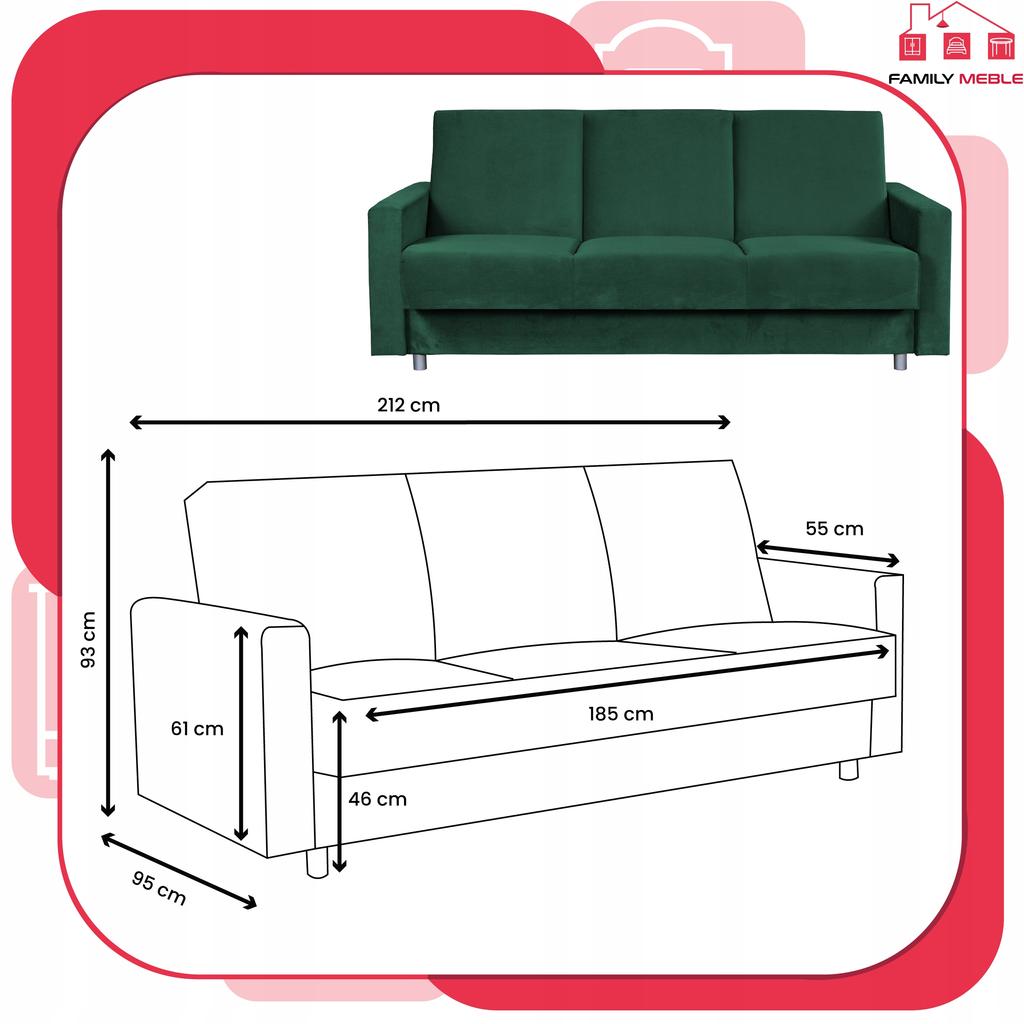 Sofa Sofa Alicja Sofa Bed Bonell Bed Family Furniture Green