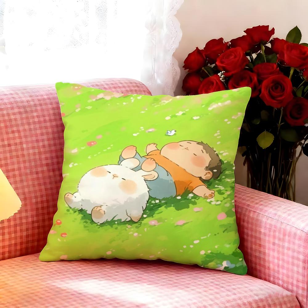 Lovely Cartoon Drawing Animal Cushion Cover Premium Soft Pillowcase SkinFriendly Breathable MultiPurpose for Home Office Travel