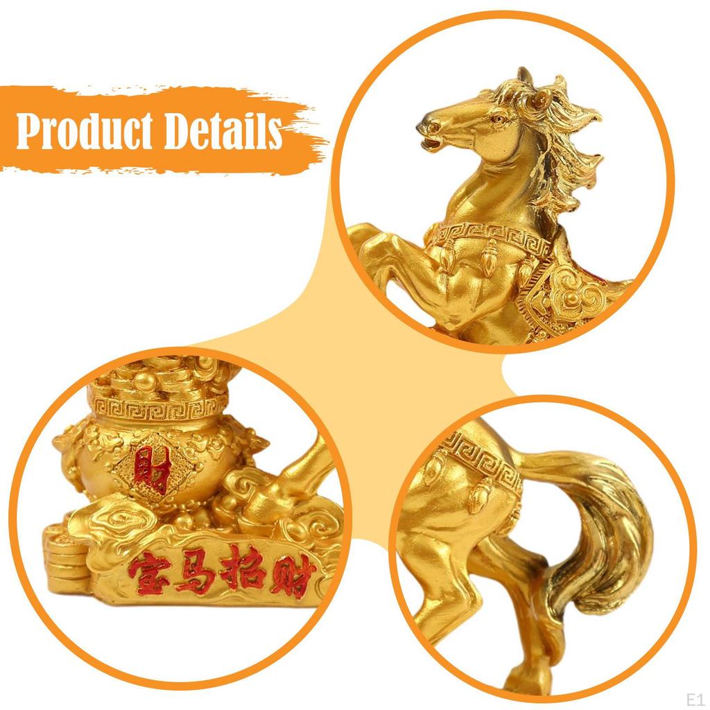 Feng Shui Figure, Decorative Sculpture Horse Art Figurine, Resin Statue for Desk Decoration