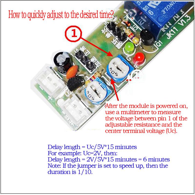 JK11 Adjustable Cycle Timer Delay On/Off Switch Power Supply Relay Shield DC 5V Timer Delay Relay Module (0 -15 Minutes)