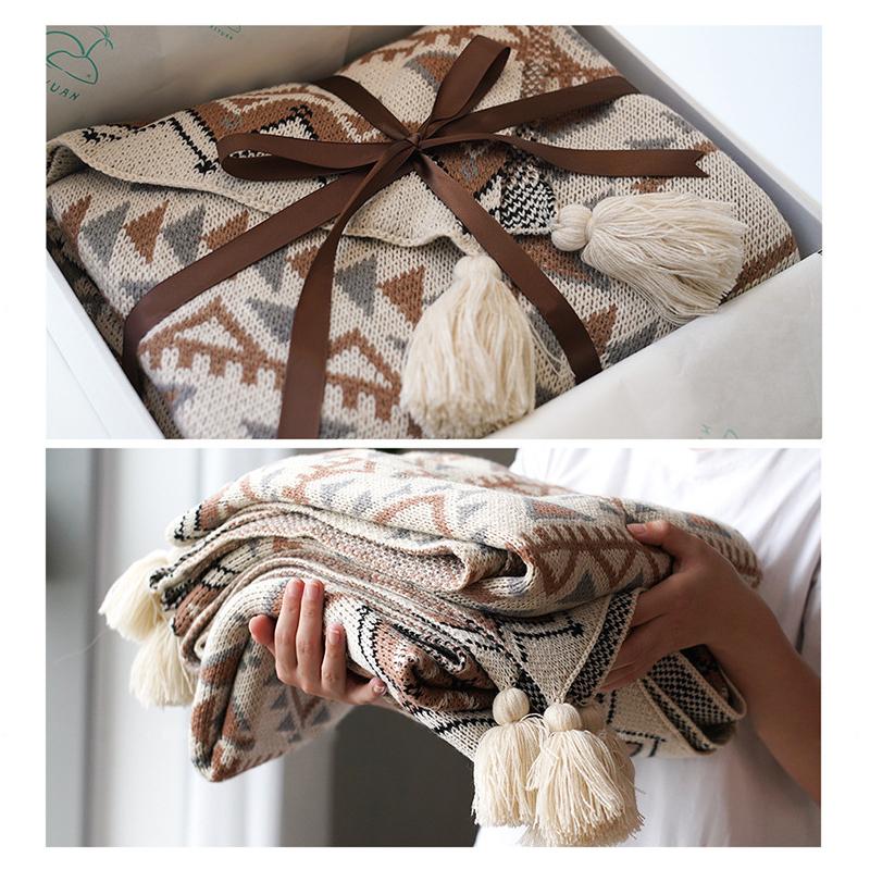 Soft Tassel Knitted Bohemian Blanket Plaid Vintage Sofa Cover Living Room Nap Blanket Household Bed Blankets