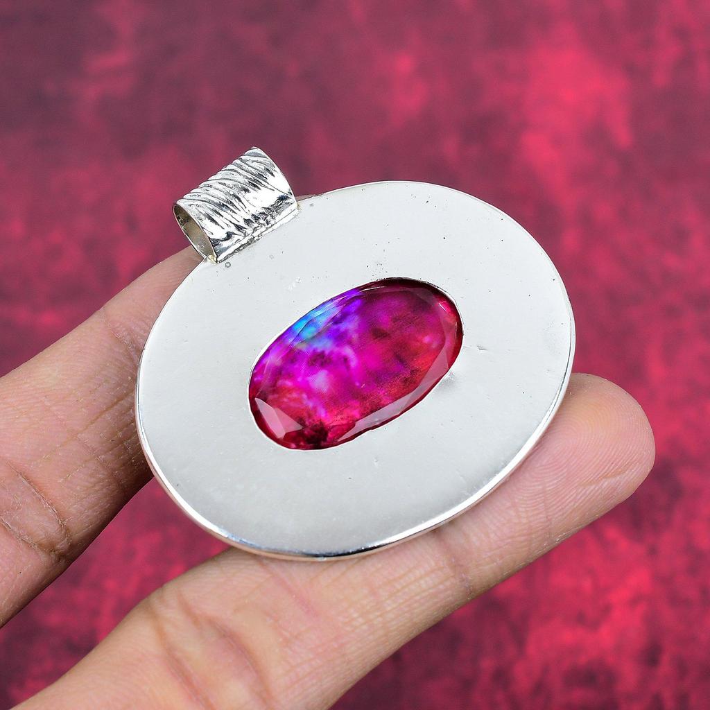 Ammolite Pendant Gemstone Handmade Jewelry, 925 Solid Sterling Silver Pendant, Gift For Wife Jewelry