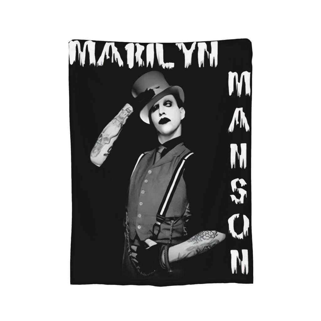Super Soft Marilyn Manson Music Tour  Throw Blanket Premium Flannel Fleece Lightweight Blanket Cozy Fluffy Blankets All Season