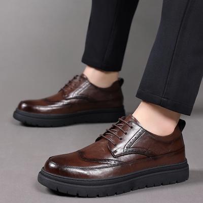 Sonderedition zweilagiges Rindsleder Gummisohle handgefertigt Brogues Schuhe Business Casual Lederschuhe Herren Flats