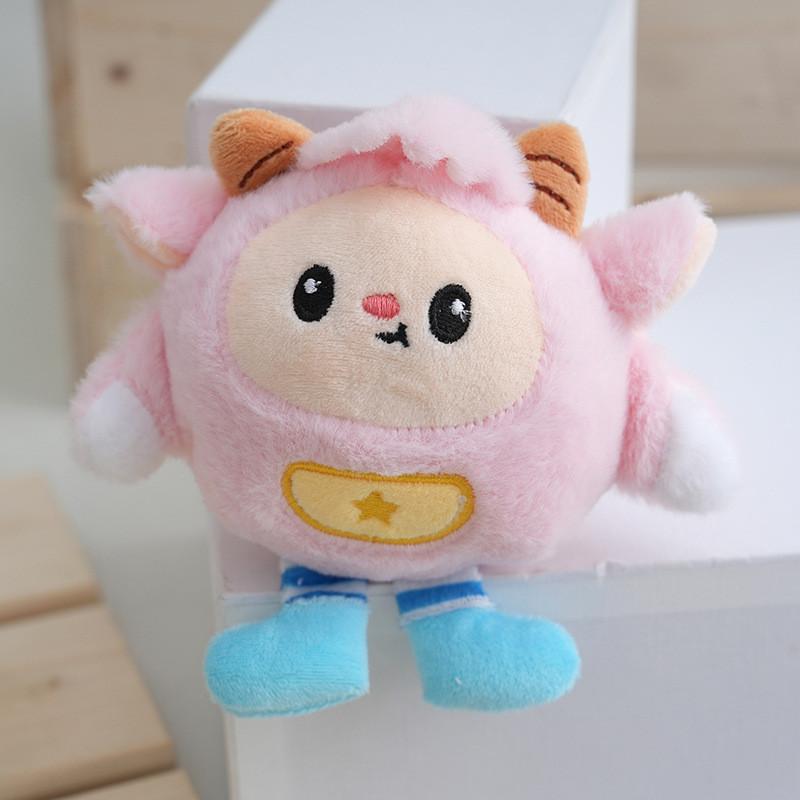 

Delightful Plush Toy Keychain Adorable Cartoon Design Cute Bag Decoration In Pink White Yellow Blue розовый
