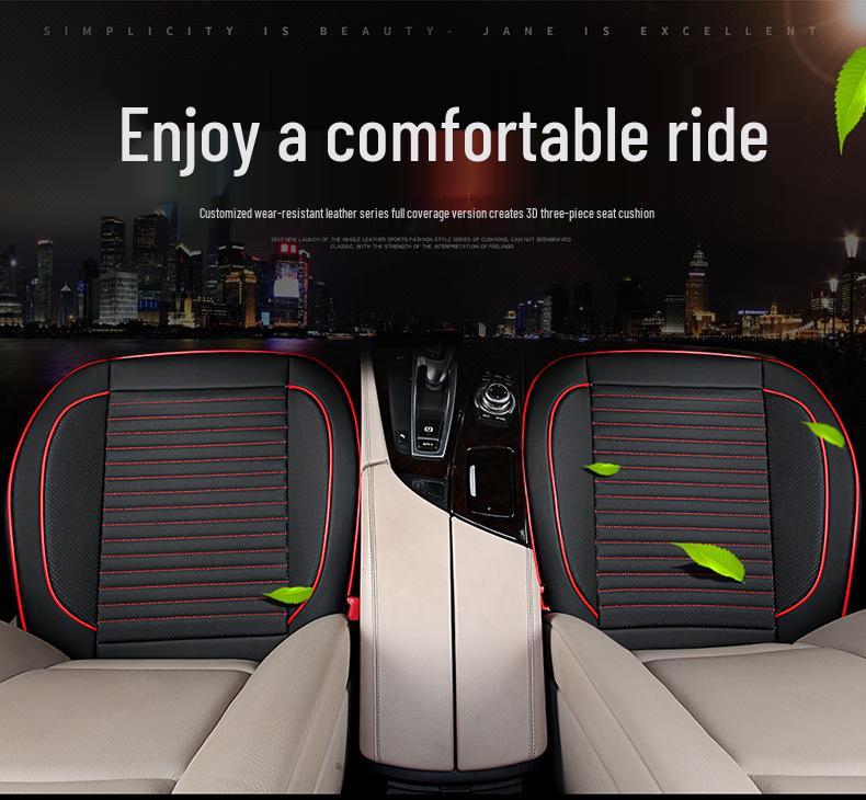 Universal Perforated Leather Car Seat Cushion, Breathable, All-Season, Full Surround, No Backrest, Single Piece