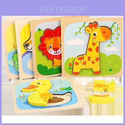 Wooden Toddler 3d Puzzle With Animal Matching And Interlocking Blocks For Early Education