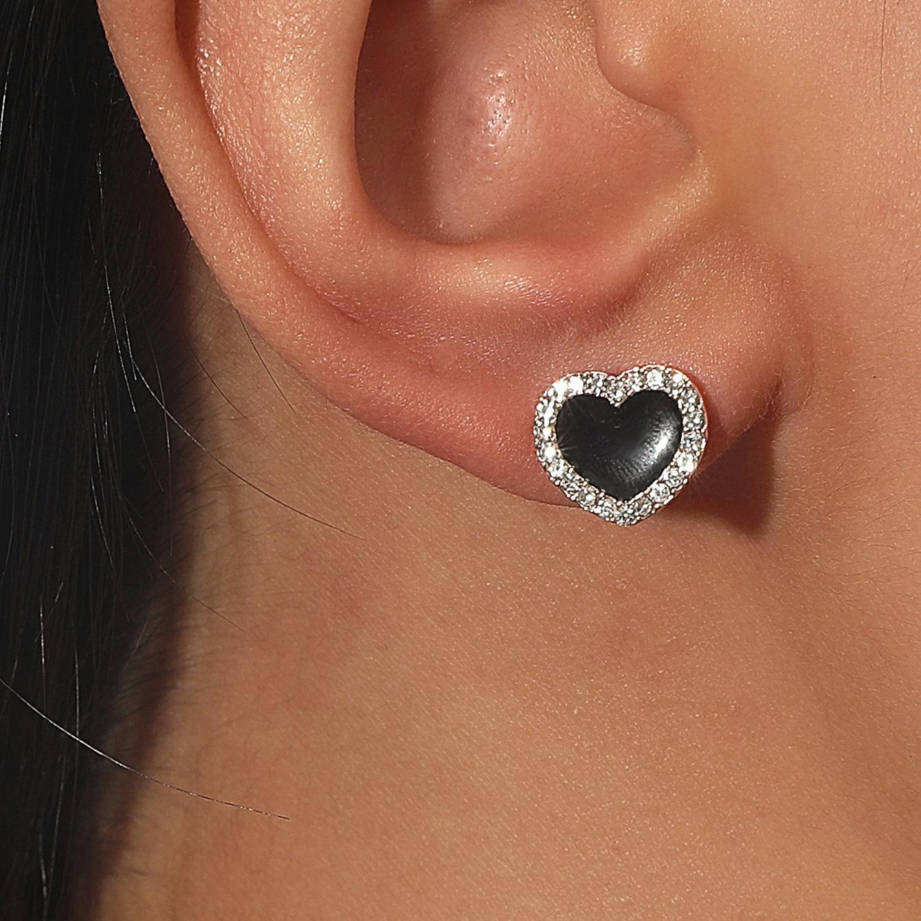 European & American Enamel Heart Drop Earrings for Women
