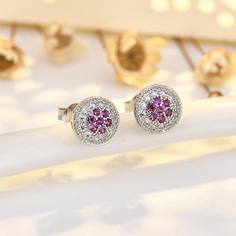 Simple and Personalized Colorful Zircon Stud Earrings Niche Cute Mini Geometric Round Earrings