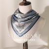 100% Pure Silk Square Scarf Women Floral Print Lightweight Neck Elegant Accessory In 53x53cm